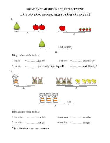 Bài tập về nhà Toán tư duy Lớp 2 - Giải toán bằng phương pháp so sánh và thay thế