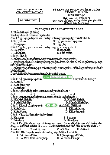 Đề khảo đội tuyển học sinh giỏi tỉnh THCS môn Tin học - Năm học 2023-2024 - Phòng GD&ĐT Nga Sơn