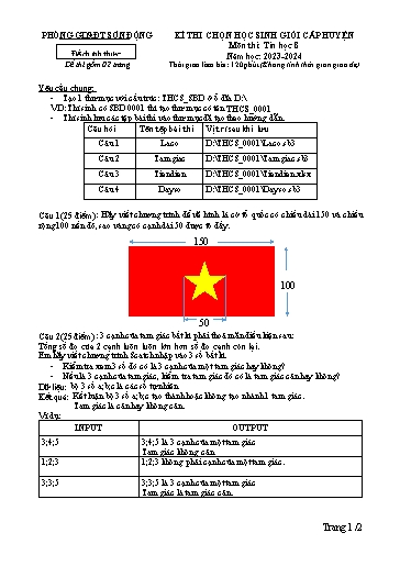 Đề thi chọn học sinh giỏi cấp huyện Tin học Lớp 8 - Năm học 2023-2024 - Phòng GD&ĐT Sơn Động