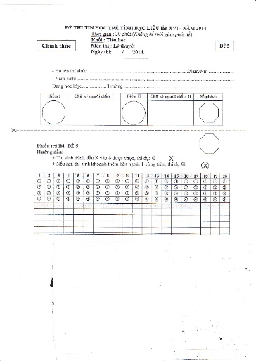 Đề thi Tin học trẻ Tiểu học - Năm học 2013-2014 - Sở GD&ĐT Bạc Liêu