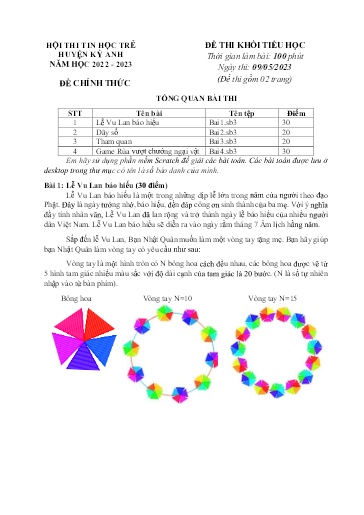 Đề thi Tin học trẻ Tiểu học - Năm học 2023 - Phòng GD&ĐT Kỳ Anh