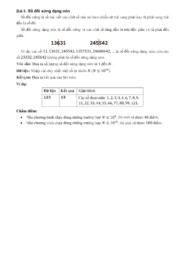 Đề thi Tin học trẻ Tiểu học vòng miền Bắc và miền Nam - Bảng A - Bài 4: Số đối xứng dạng nón - Năm học 2023