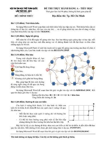 Đề thi Tin học trẻ toàn quốc Tiểu học - Bảng A - Phần: Thực hành - Năm học 2011